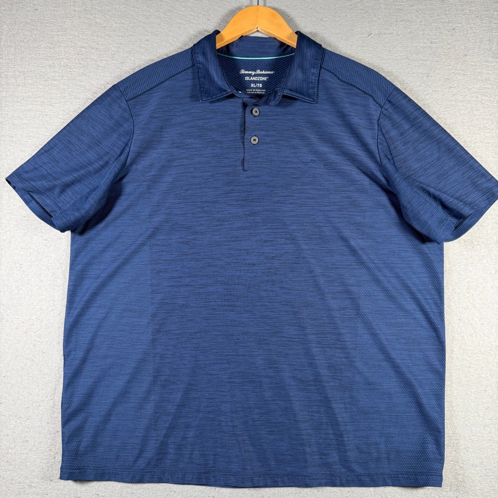 Tommy Bahama IslandZone Mens XL Navy Blue Heathered Performance Polo Shirt